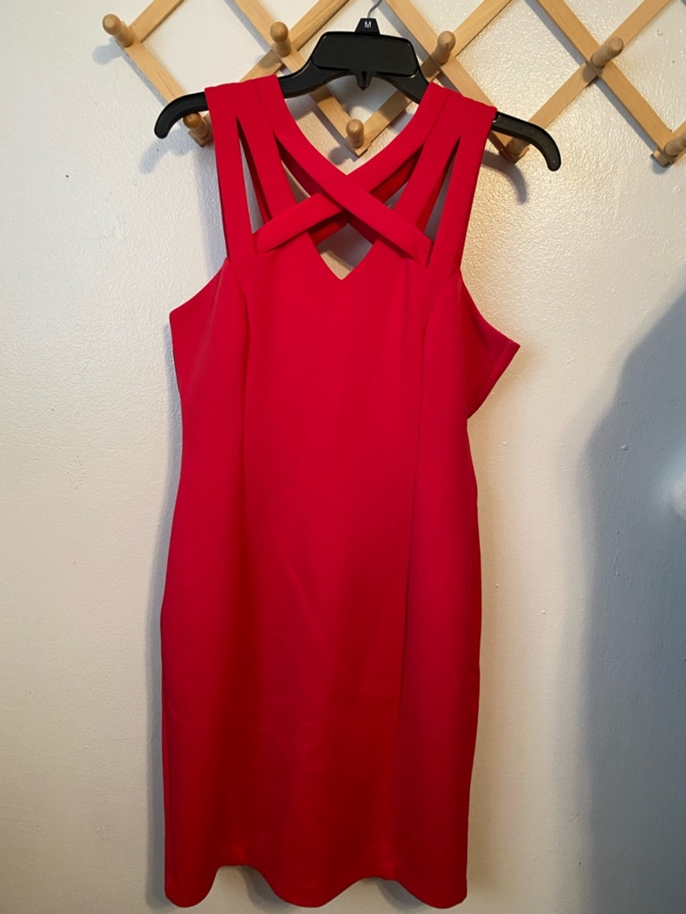 Guess Red Strappy Crisscross Midi Dress